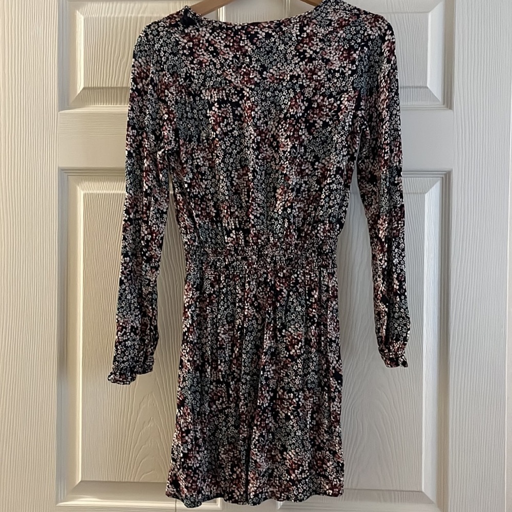 Blue & Purple Floral Longsleeved Dress - Picture 3 of 3